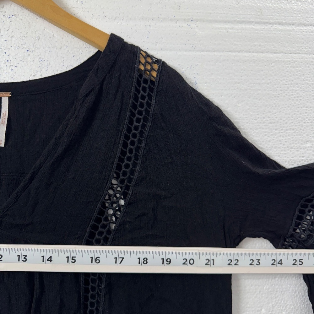 Free People Womens Swingy Lace Tunic Top Blouse Black Small Boho Dark Romantic - Picture 6 of 10